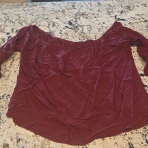 Women's Off-Shoulder Long Sleeve Top - Burgundy